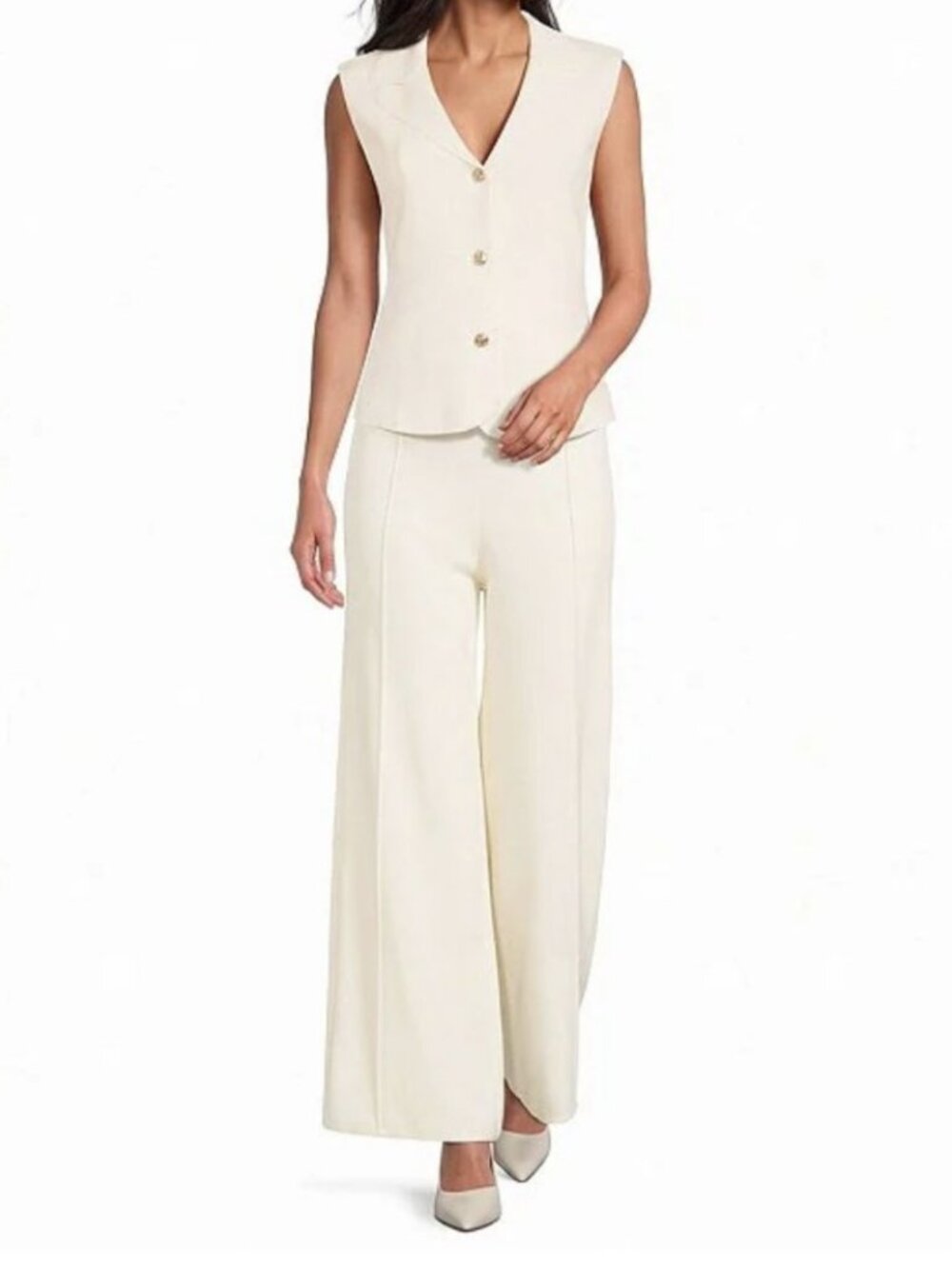 Skies Are Blue Cream Knit Wide Leg Pants Plus Size Curvy 1X